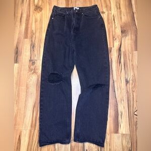 Princess Polly Black Distressed Jeans Womens US 8 High Rise Straight Leg Y2K